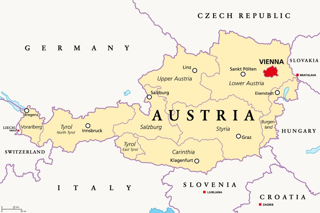 A graphic map of Austria