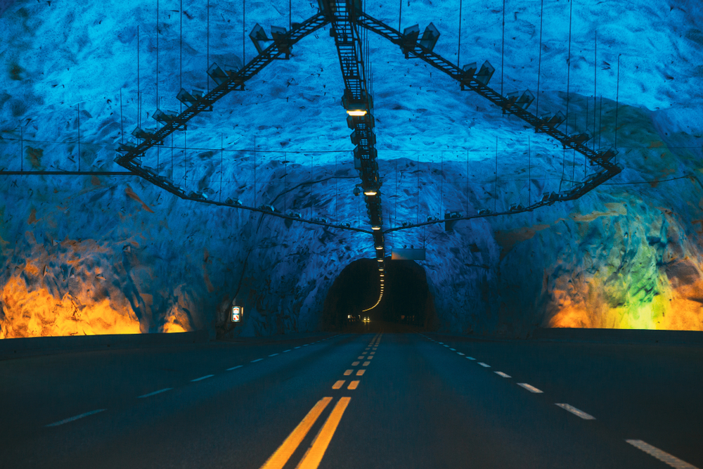 Inside the Lærdal tunnel
