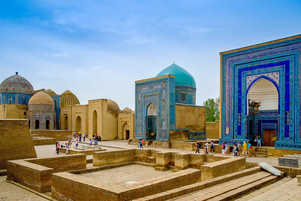 Tilework on buildings in Samarkand