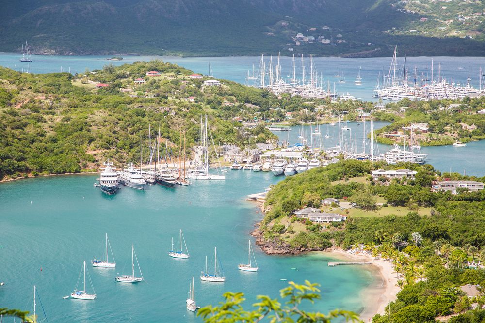 marina with yachts in Antigua