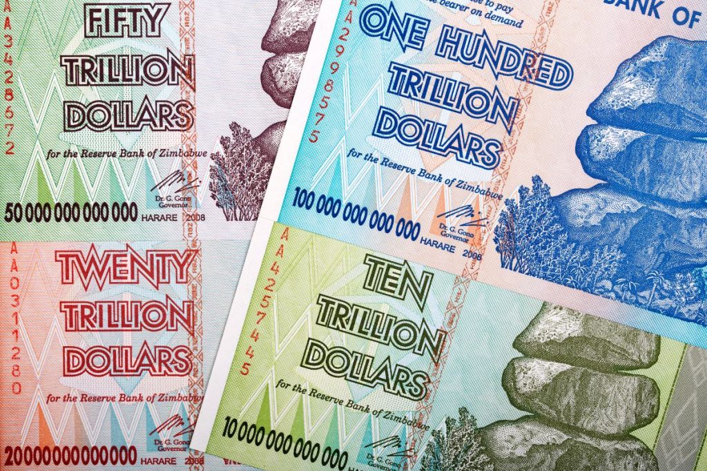 Trillion Dollar Bills from Zimbabwe