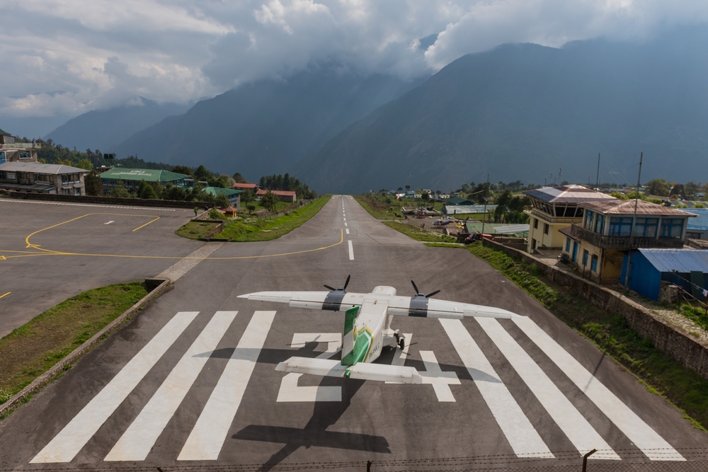A plane on the Tenzing-Hillary Airport runway