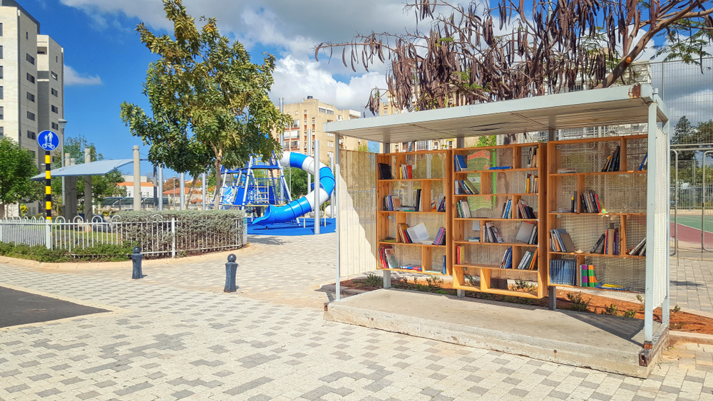 Bus stop library in Israel