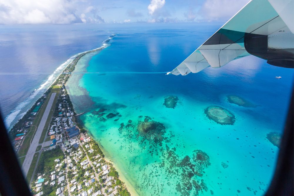 view of Tuvalu from the plane