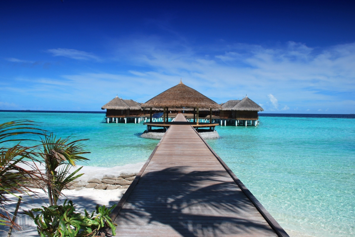 Beach huts in the Maldives